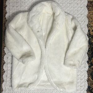 Faux fur white coat